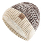 Knit Two-Tone Beanie | Warm Fur-Lined Folded-Brim Unisex Hat