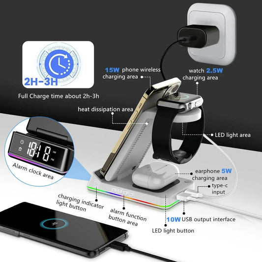 5-in-1 Wireless Charger Charging Dock Phone Stand for Watch Earbuds 15W for iPhone or Samsung-Keep Melbourne Marvellous Official Store