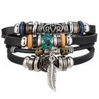Stacked Bracelet Bangle Chunky Leather