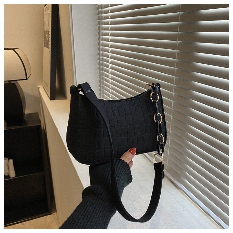 Felt Shoulder Handbag Women's Crescent Saddle Bag-Keep Melbourne Marvellous Official Store