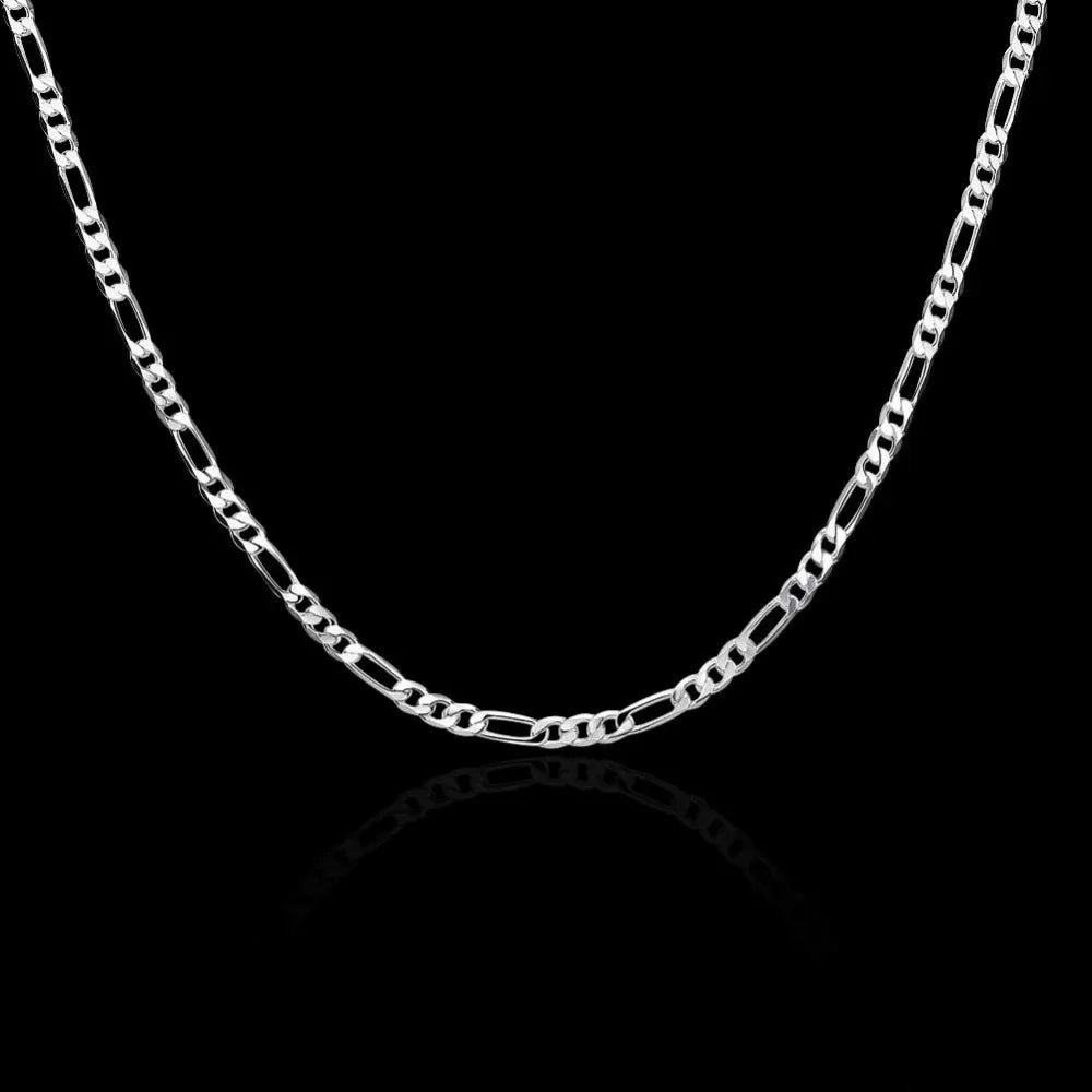 Figaro Chain Necklace 925 Silver Plated Hip Hop Rapper Style