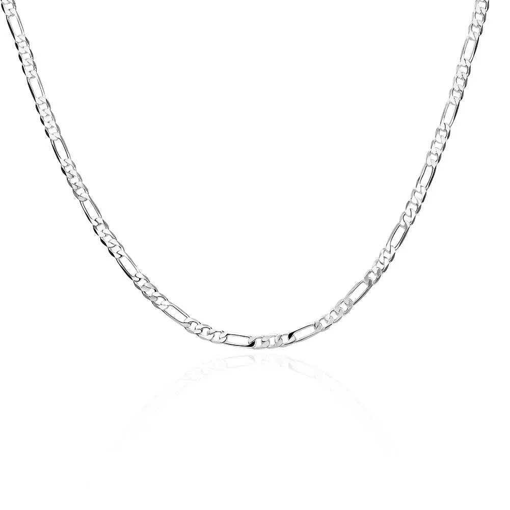 Figaro Chain Necklace 925 Silver Plated Hip Hop Rapper Style