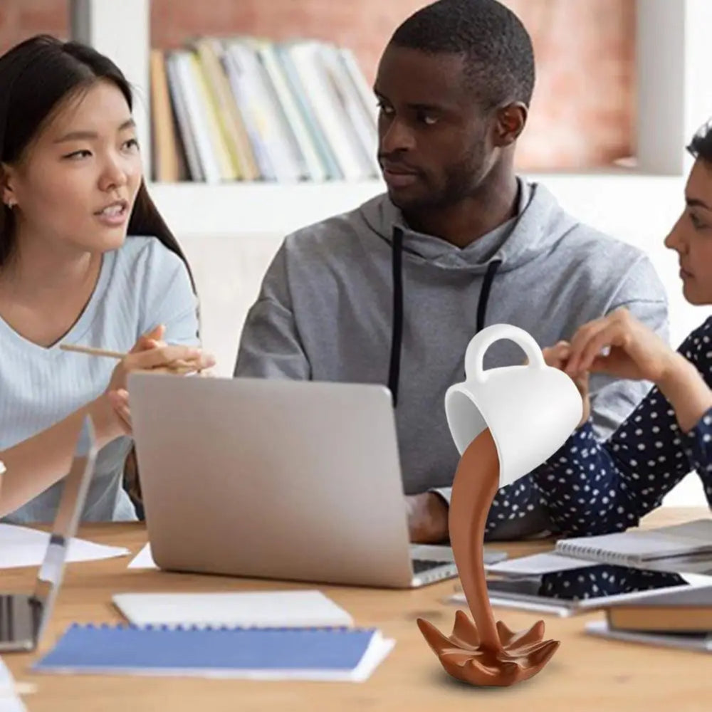 Coffee Cup 3D Floating Spilling Frozen In The Air Cafe Decor Gift