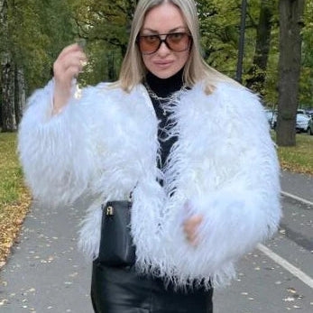 Fluffy Feathers Party Jacket Shaggy Carnival Cabaret Showgirls Fancy Dress Top Faux Fur-Keep Melbourne Marvellous Official Store