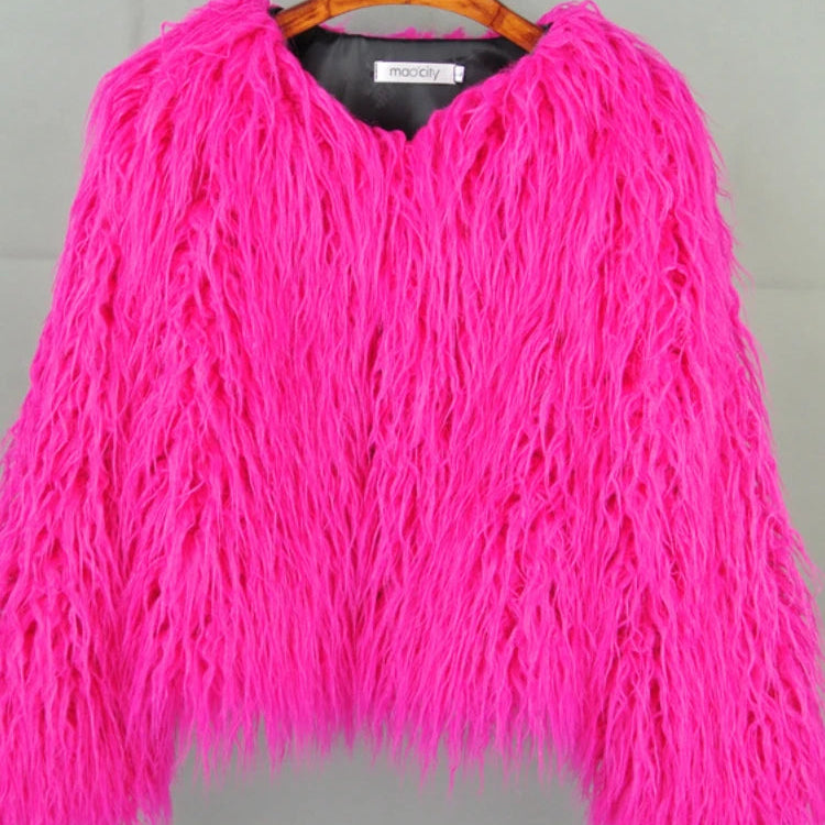 Fluffy Feathers Party Jacket Shaggy Carnival Cabaret Showgirls Fancy Dress Top Faux Fur