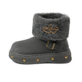 Fluffy Ankle Boots With Metal Stars Plush Booties