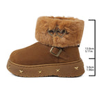 Fluffy Ankle Boots With Metal Stars Plush Booties