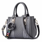 French-Style Tote Handbag With Shoulder Strap and Signature Pom-Pom