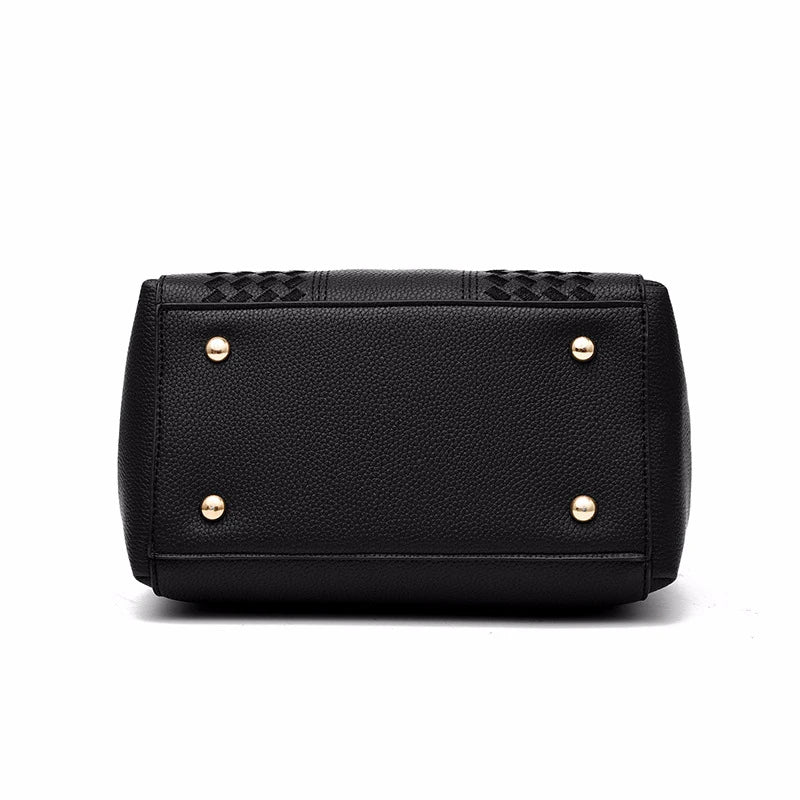 French-Style Tote Handbag With Shoulder Strap and Signature Pom-Pom
