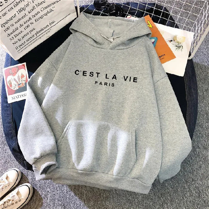 French Hoodie Cest La Vie Paris Chic Slogan
