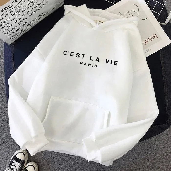 French Hoodie Cest La Vie Paris Chic Slogan