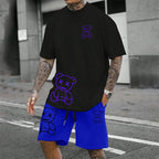 Fun Bear T-Shirt Shorts 2pcs Outfit Set Men's