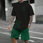 Fun Bear T-Shirt Shorts 2pcs Outfit Set Men's