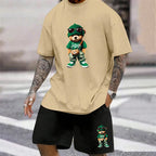 Fun Bear T-Shirt Shorts 2pcs Outfit Set Men's