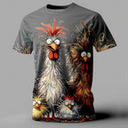 Funny Chicken T-Shirt Print Casual Short Sleeve Tee Street Fashion Oversized Plus Sizes