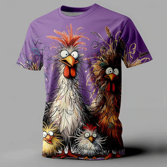Funny Chicken T-Shirt Print Casual Short Sleeve Tee Street Fashion Oversized Plus Sizes-Keep Melbourne Marvellous Official Store
