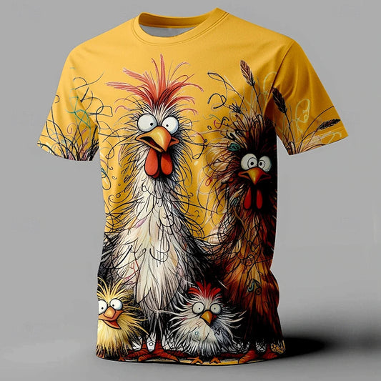 Funny Chicken T-Shirt Print Casual Short Sleeve Tee Street Fashion Oversized Plus Sizes-Keep Melbourne Marvellous Official Store