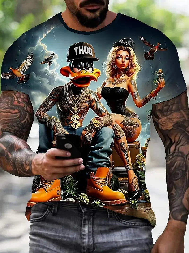 Funny Men's Cartoon Streetwear Graphic T-Shirts