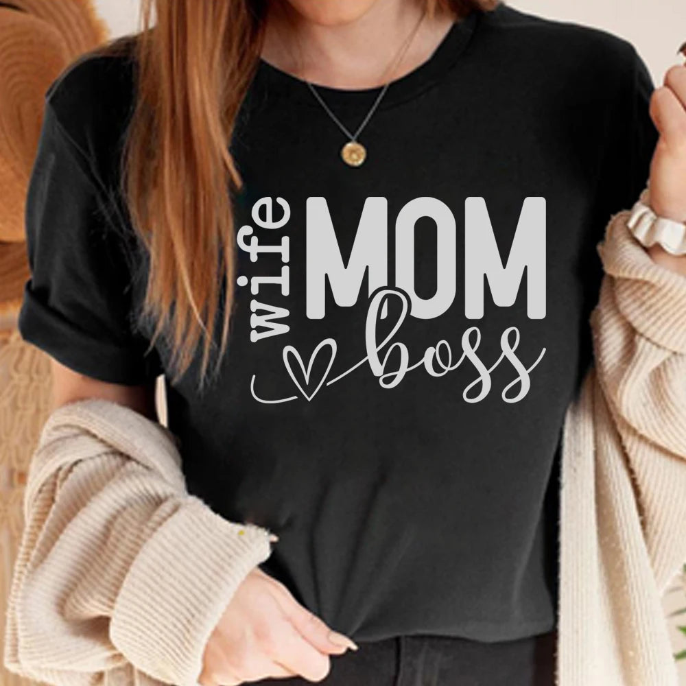 Mom Wife Boss Women's Funny T-shirt Mothers