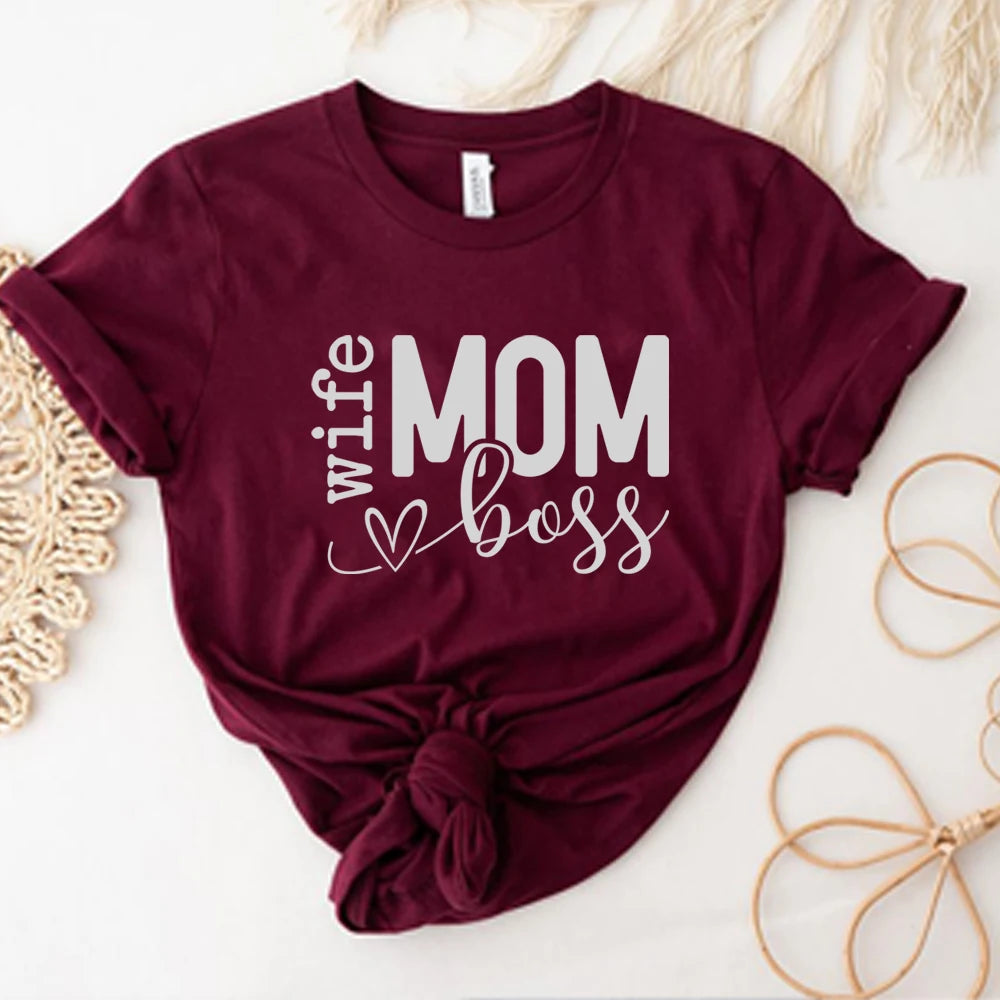 Mom Wife Boss Women's Funny T-shirt Mothers-Keep Melbourne Marvellous Official Store