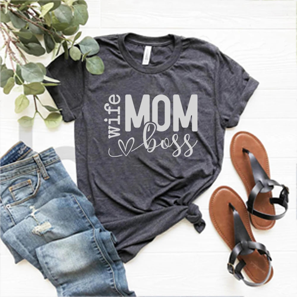 Mom Wife Boss Women's Funny T-shirt Mothers-Keep Melbourne Marvellous Official Store
