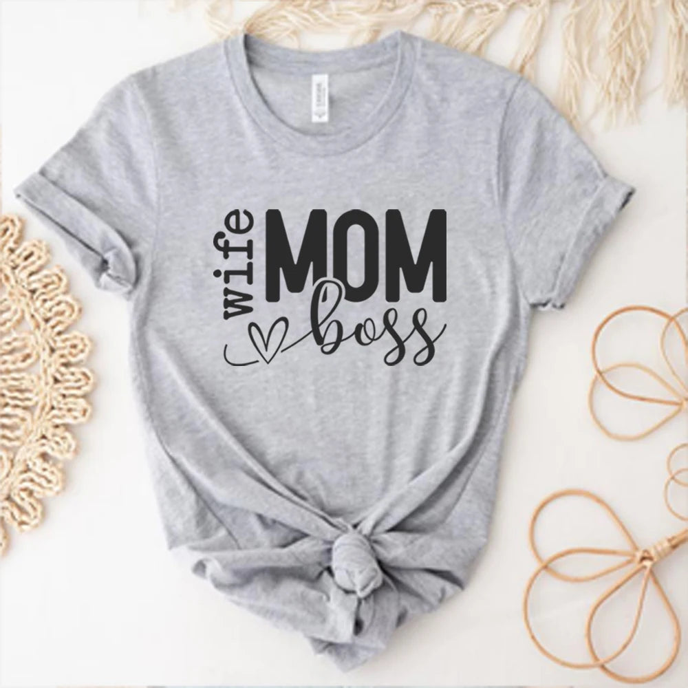 Mom Wife Boss Women's Funny T-shirt Mothers