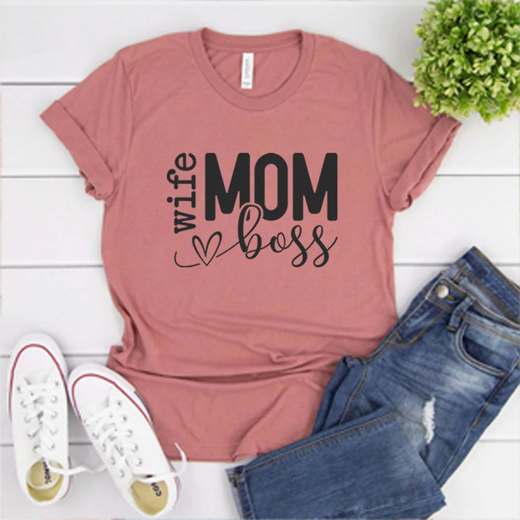 Mom Wife Boss Women's Funny T-shirt Mothers-Keep Melbourne Marvellous Official Store