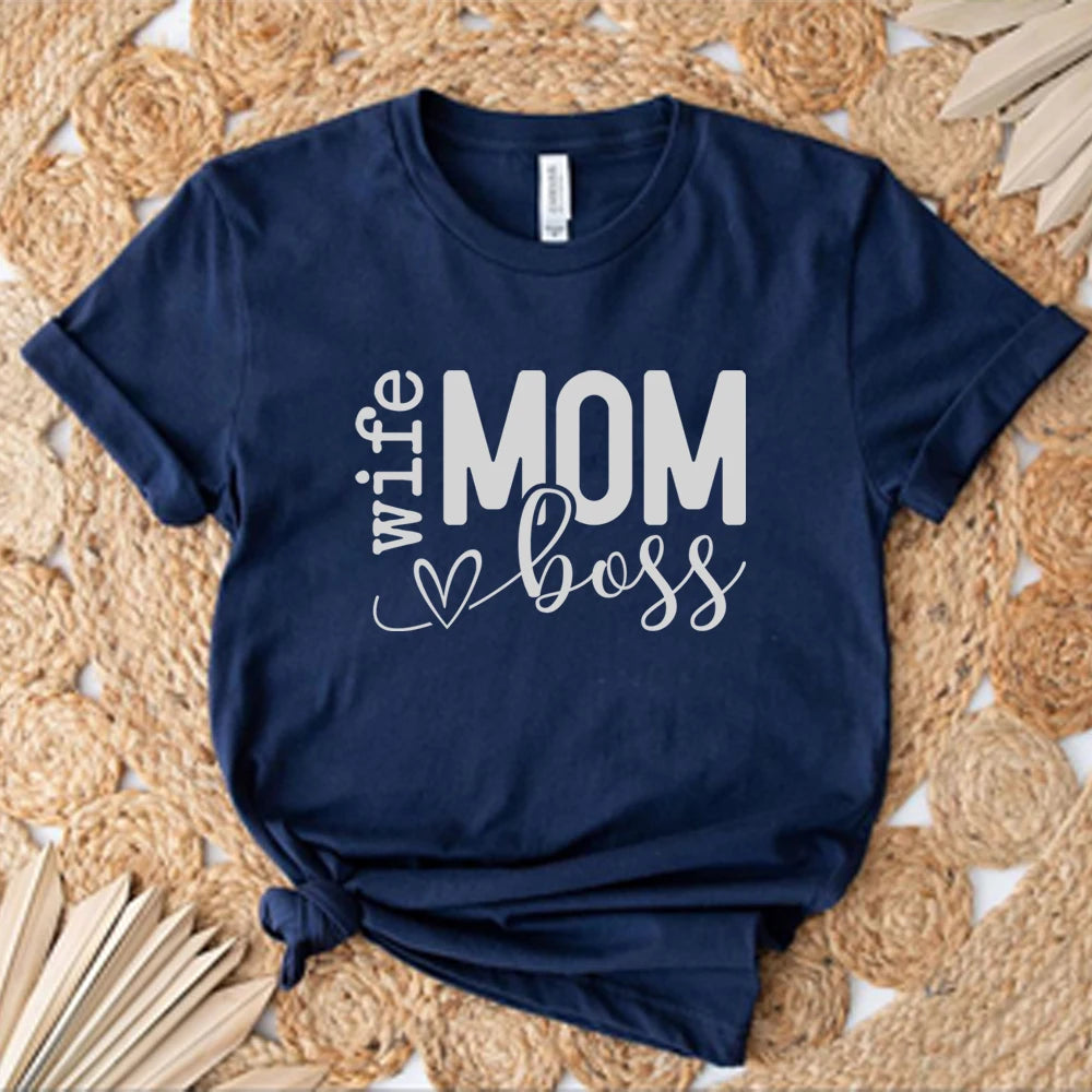 Mom Wife Boss Women's Funny T-shirt Mothers-Keep Melbourne Marvellous Official Store