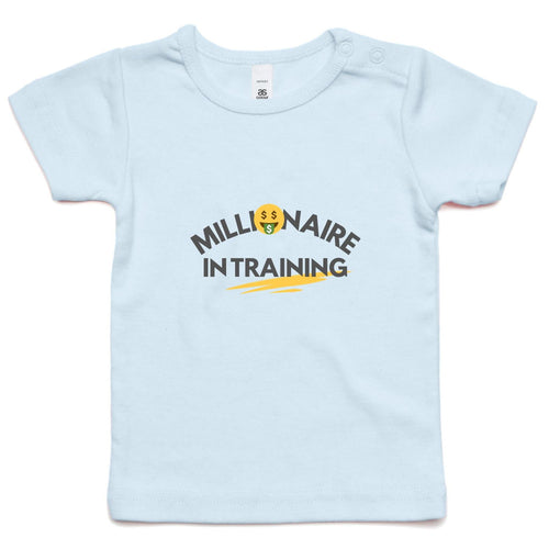 Funny Baby Toddler T-shirt Millionaire In Training-powder-blue