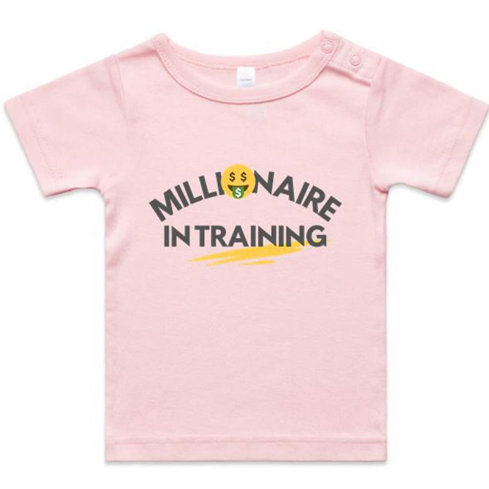 Funny Baby Toddler T-shirt Millionaire In Training pink