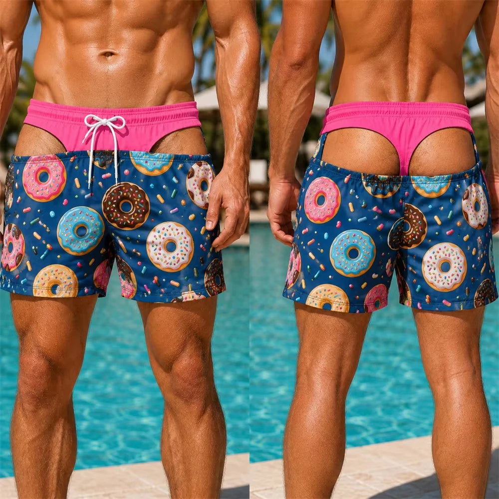 Funny Butt Prank Board Shorts 3D Print Two Piece Optical Illusion Swimmers