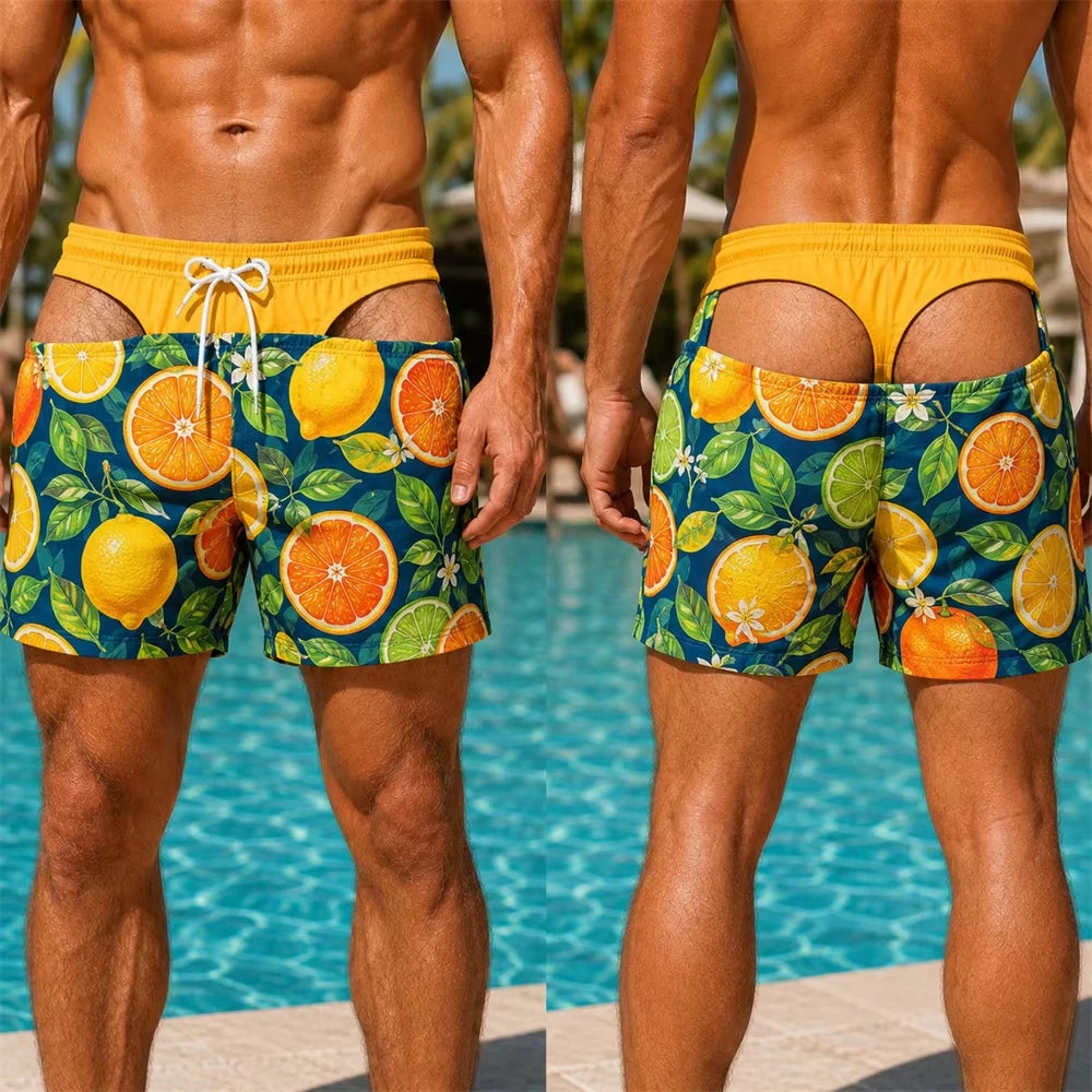 Funny Butt Prank Board Shorts 3D Print Two Piece Optical Illusion Swimmers