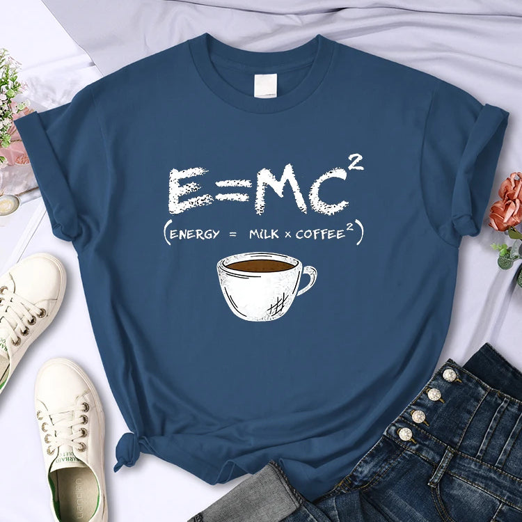 Funny Coffee Math E=MC Equation T-shirt Physics Science Tee