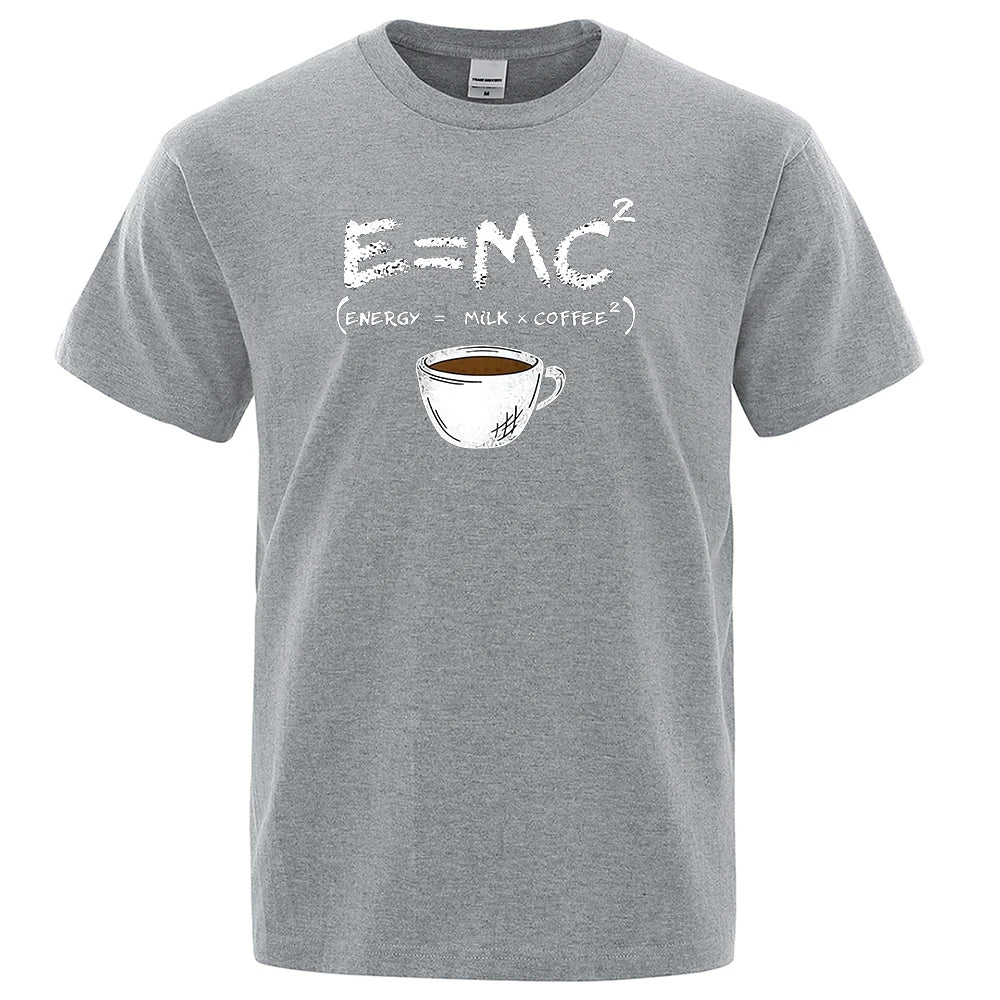 Funny Coffee Math E=MC Equation T-shirt Physics Science Tee