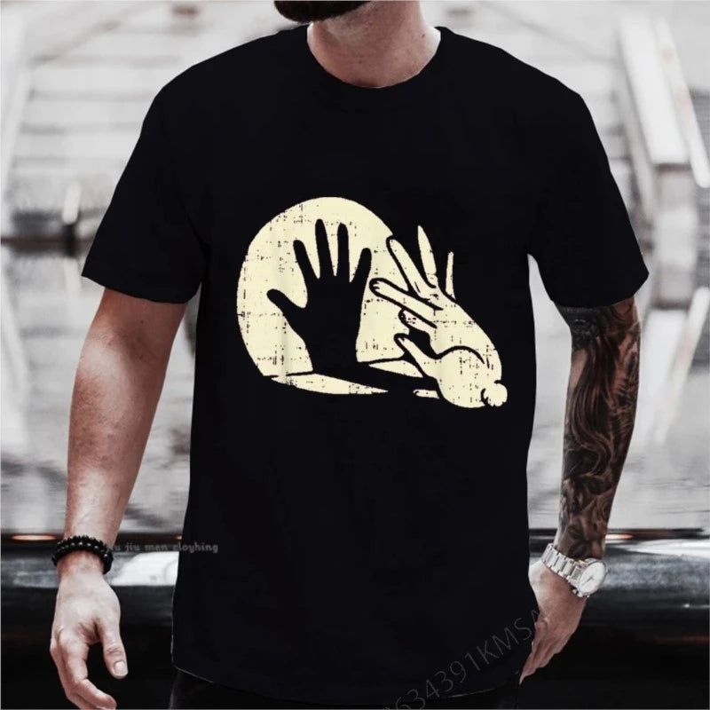 Funny Rabbit Ears T-Shirt Bunny Shadow Finger Puppet Tee