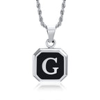 Name Initial Personalised Necklace A-Z Square Stainless Steel Pendant