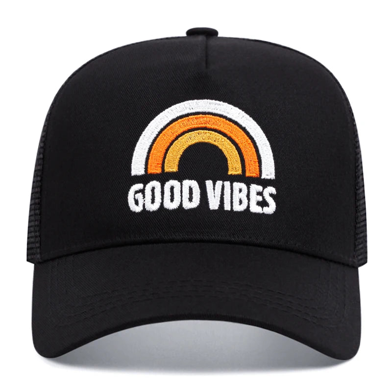 GOOD VIBES Baseball Cap Breathable Mesh Trucker Hat