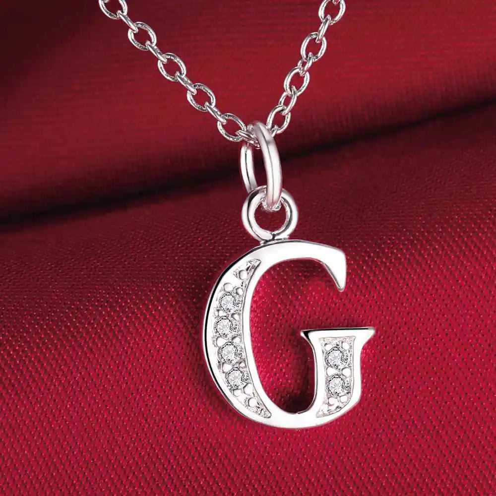 Letters Sterling Silver Necklace Pendant Name Initial