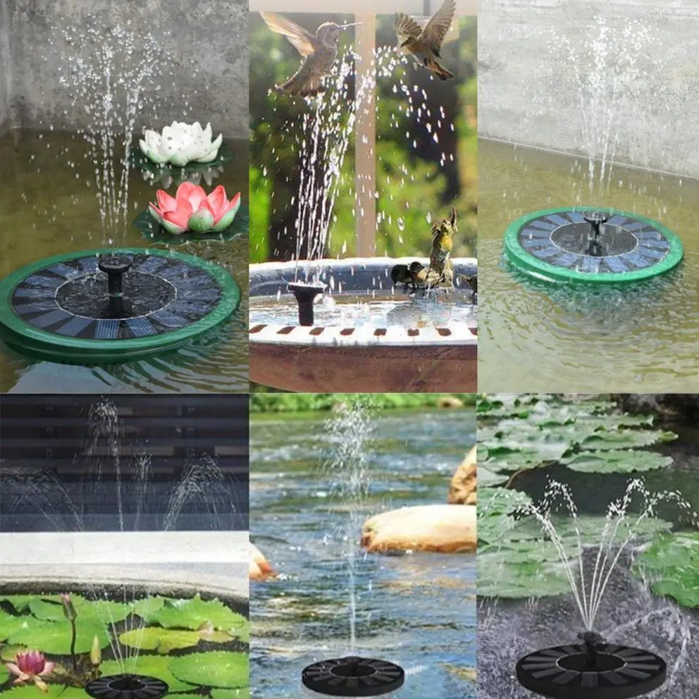 Solar Floating Water Fountain 2.5W With 6pcs Nozzles Outdoor Pond Feature Bird Bath Garden Decoration