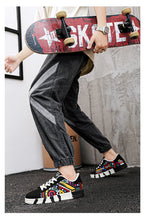 Geometric Canvas Sneakers Graffiti Print Skate Street Shoes
