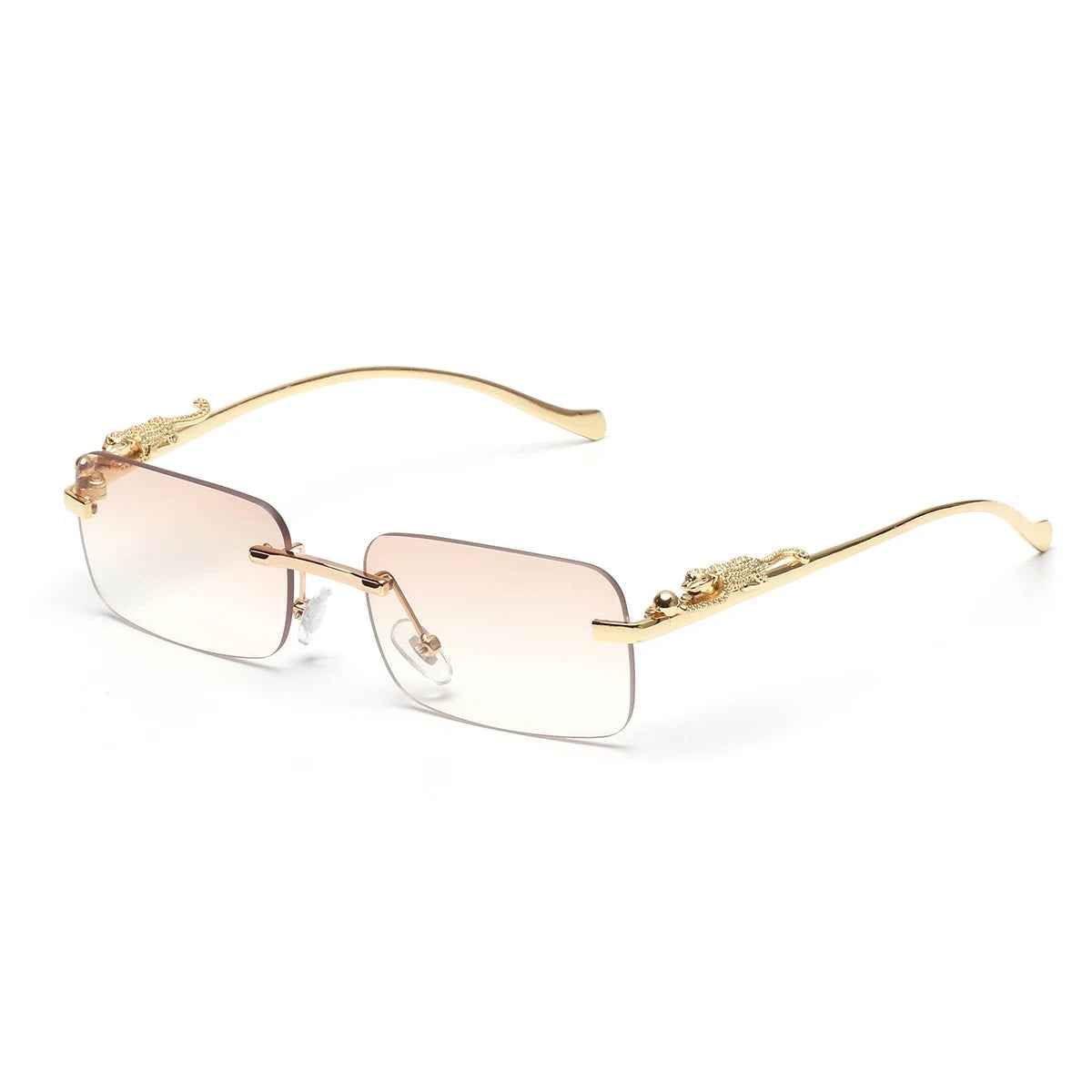 Rimless Sunglasses UV400 Fashion Square Metal Glasses Unisex