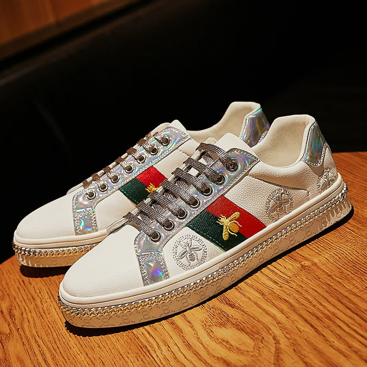 Gold Trim Trendy Fashion Leather Sneakers Casual Men's Women's Shoes-Keep Melbourne Marvellous Official Store