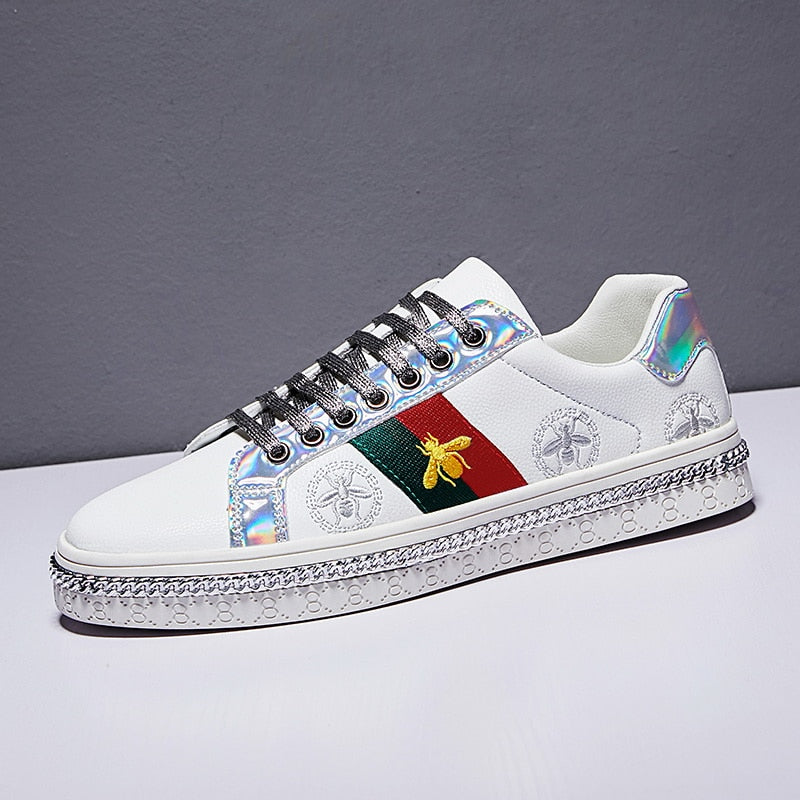 Gold Trim Trendy Fashion Leather Sneakers Casual Men's Women's Shoes-Keep Melbourne Marvellous Official Store