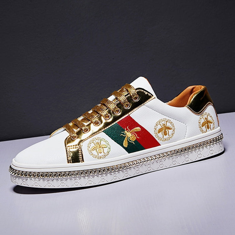 Gold Trim Trendy Fashion Leather Sneakers Casual Men's Women's Shoes-Keep Melbourne Marvellous Official Store