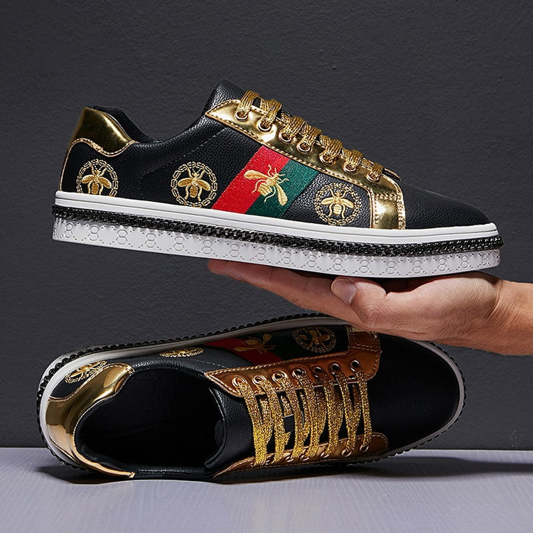 Gold Trim Trendy Fashion Leather Sneakers Casual Men's Women's Shoes-Keep Melbourne Marvellous Official Store