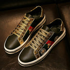 Gold Trim Trendy Fashion Leather Sneakers Casual Men's Women's Shoes