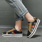 Gold Trim Trendy Fashion Leather Sneakers Casual Men's Women's Shoes
