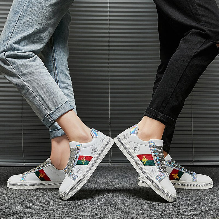 Gold Trim Trendy Fashion Leather Sneakers Casual Men's Women's Shoes-Keep Melbourne Marvellous Official Store