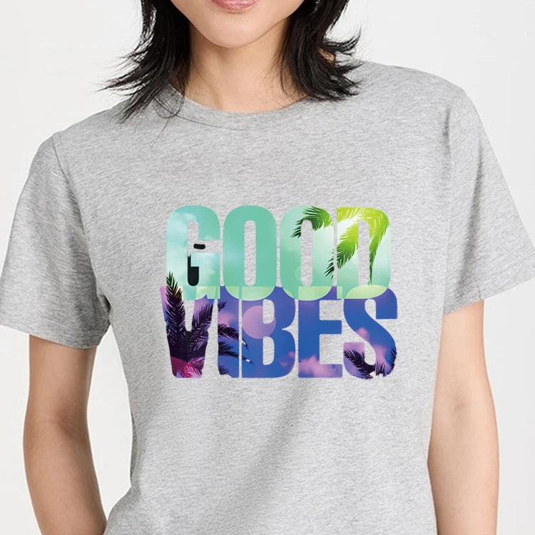 Good Vibes T-shirt Summer Positive Motivation Women's Top