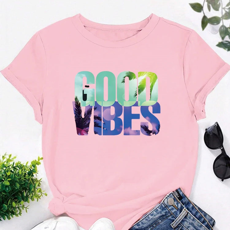 Good Vibes T-shirt Summer Positive Motivation Women's Top